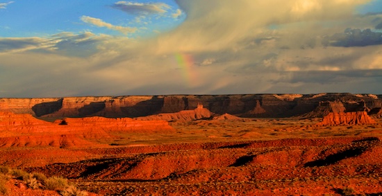 sunrise rainbow over valley of the gods